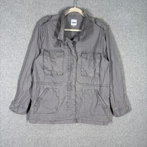 Kensie Canvas Military Utility Jacket Medium Hooded Pockets‎ Field Indie GORP